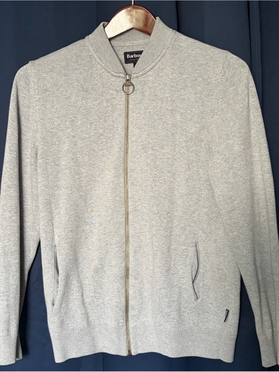 Barbour Other - Barbour Tartan Light Gray Full Zip Sweater Size M